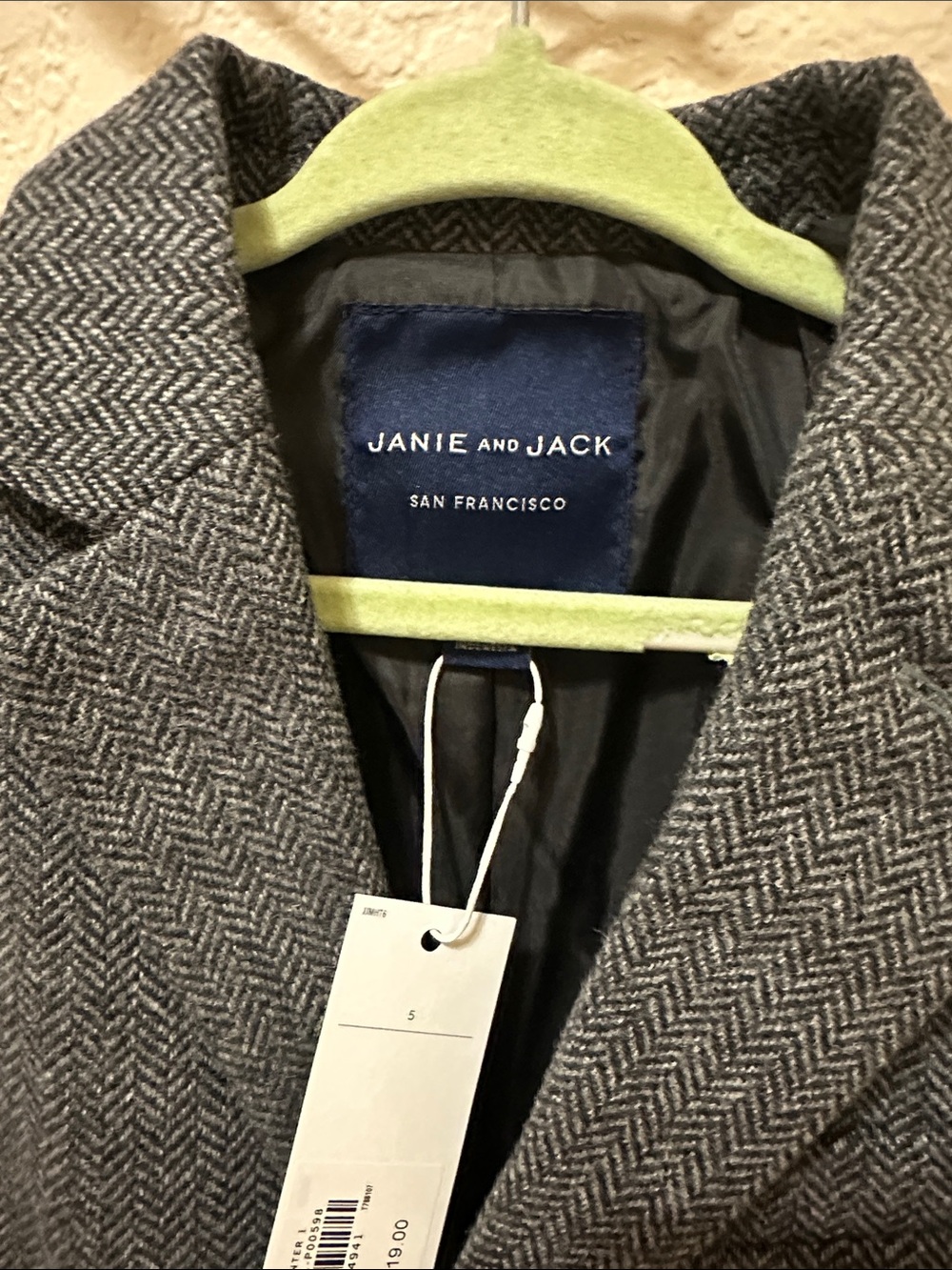 Janie and Jack Gray Herringbone Blazer Jacket - Picture 3 of 5